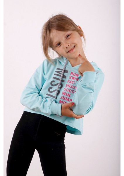 Kız Çocuk Yazı Baskılı Sweatshirt