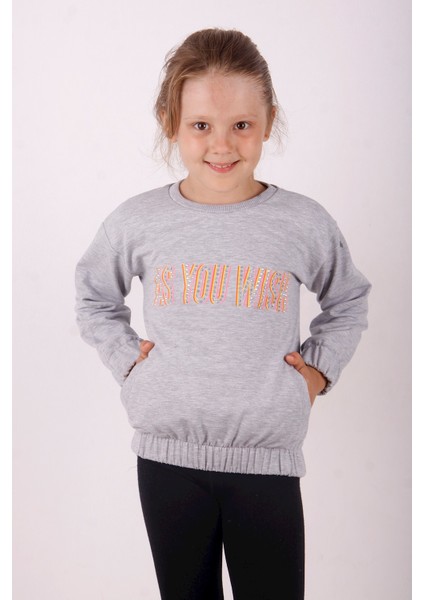 Kız Çocuk You Wish Baskılı Sweatshirt