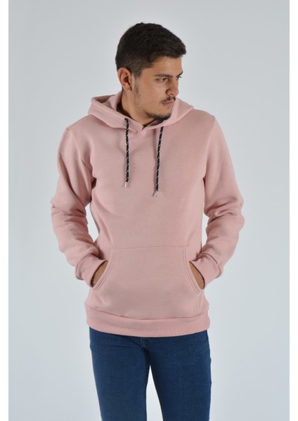 Erkek Kapüşonlu Sweatshirt 20Y-5200368 Gül Kurusu