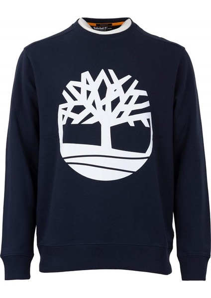 Tree Logo Crew Neck Erkek Mavi Sweatshirt TB0A2BJ8U101
