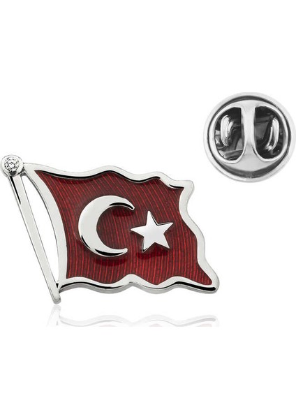 Gümüş Türk Bayrağı Rozet