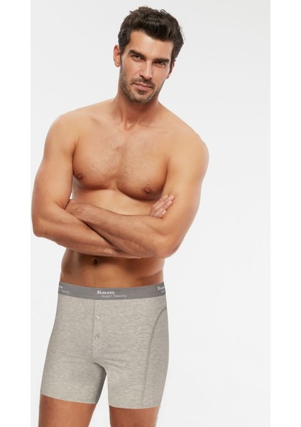 Erkek Penye Likra Compact Long Boxer Düğmeli 4'lü