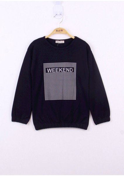 Kız Çocuk Weekend Baskılı Sweatshirt