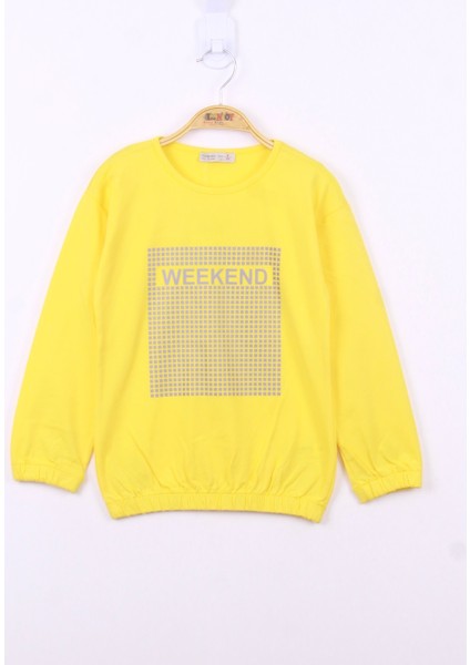Kız Çocuk Weekend Baskılı Sweatshirt