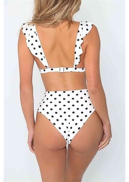 Puantiyeli Bikini Takım Beyaz