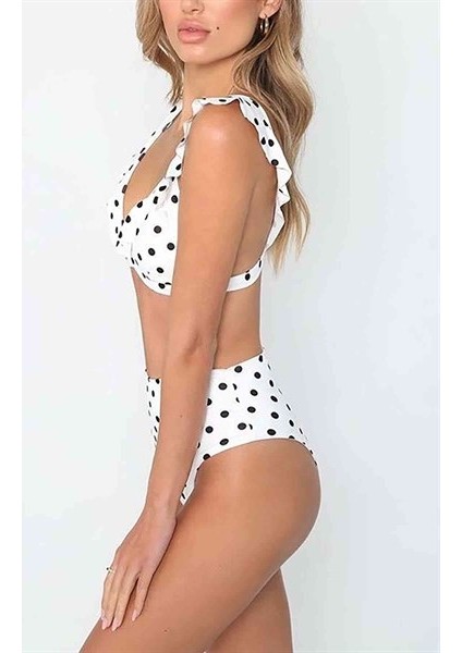 Puantiyeli Bikini Takım Beyaz