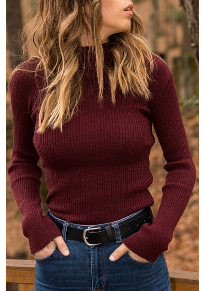 Bordo Yarım Balıkçı Triko 9YXK6-41556-05