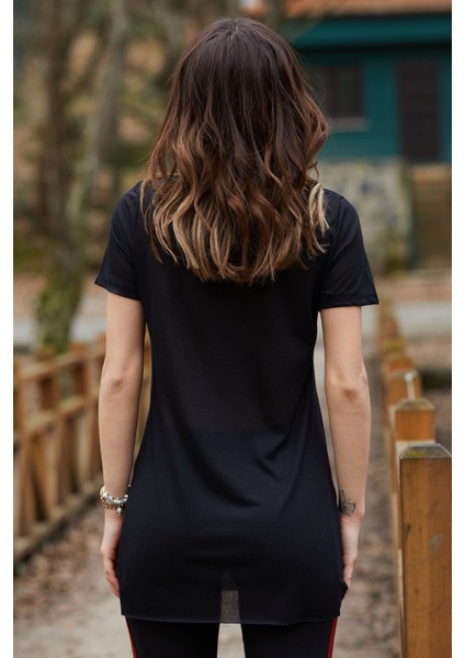 V Yaka Yırtmaçlı Basic T-Shirt 9KXK1-42903-02 fiyatları