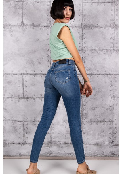 Deepstar Orta Bel Skinny Fit Mid Blue Denim 34