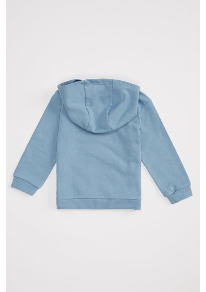 Erkek Bebek Baskılı Kapüşonlu Organik Pamuk Sweatshirt S7669A220AU