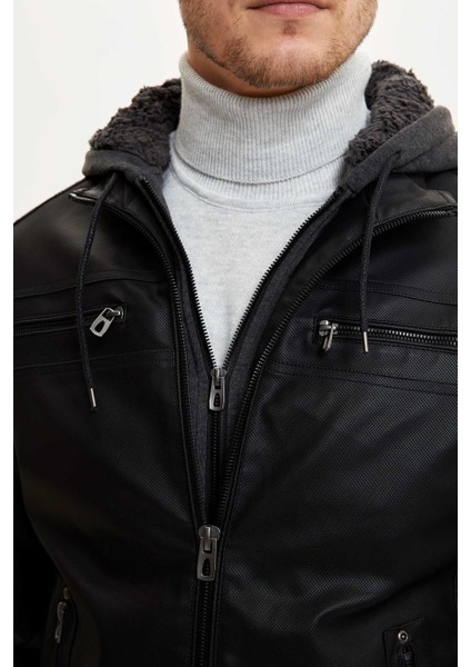 Slim Fit Kapüşonlu İçi Yumuşak Tüylü Suni Deri Mont N9693AZ20WN modelleri