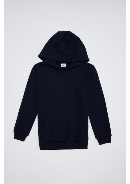 Erkek Çocuk Kapüşonlu Kanguru Cepli İçi Yumuşak Tüylü Sweatshirt S0742A620AU