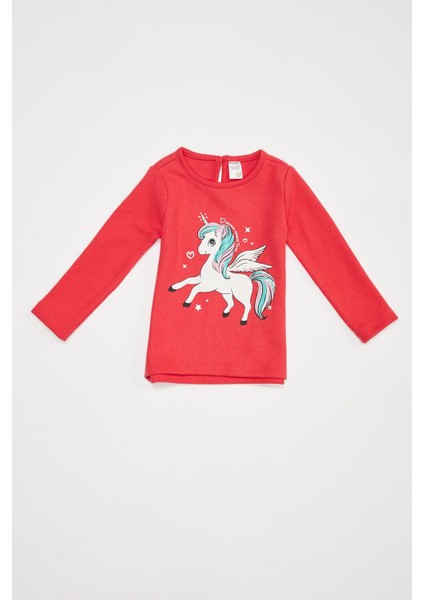 Kız Bebek Unicorn Baskılı Tişört R8447A220AU