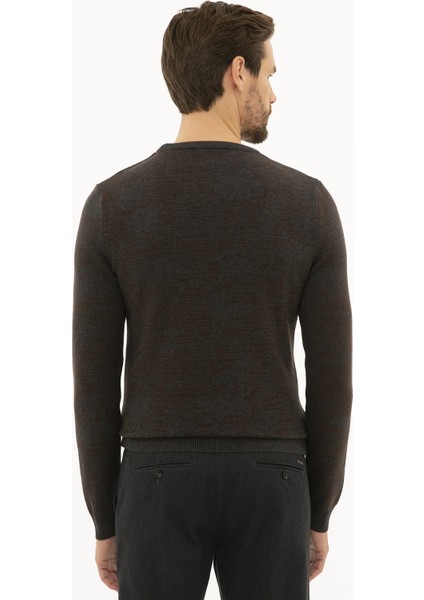 Erkek Antrasit Melanj Slim Fit Kazak 50227841-VR081 fırsatları