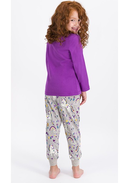 Kız Çocuk Uzun Kol Pijama Takımı Menekşe RP1925-2
