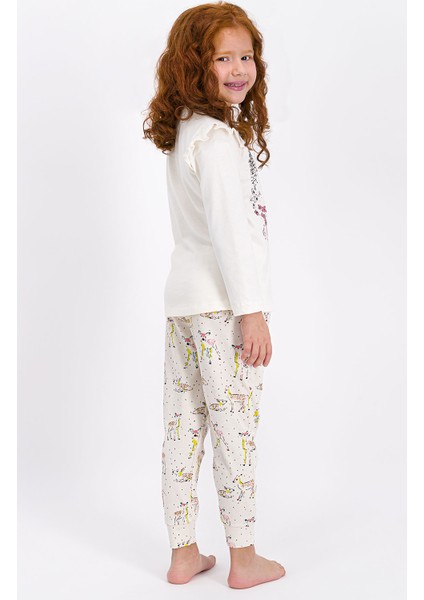 Kız Çocuk Uzun Kol Pijama Takımı Vanilya RP1939-2