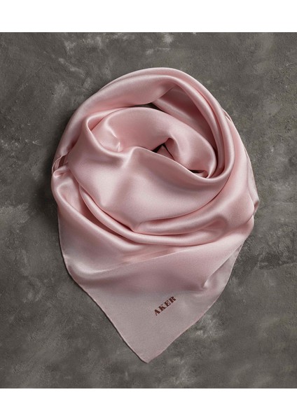 Pudra Düz Taşlanmış İpek Krep Saten Eşarp / 90X90 / 7747758-391 fiyatları