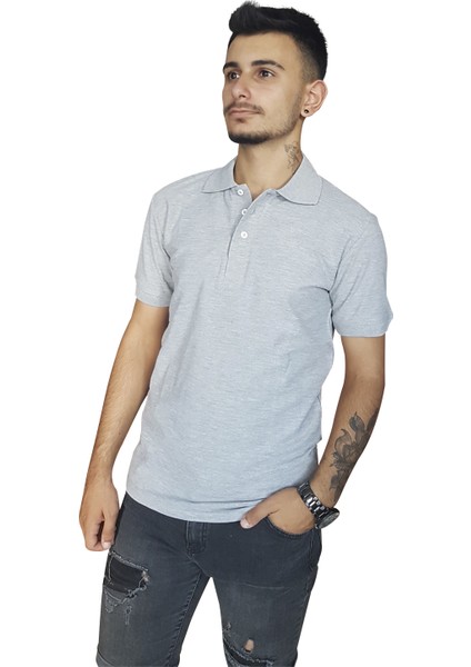 Polo Yaka T-Shirt Gri