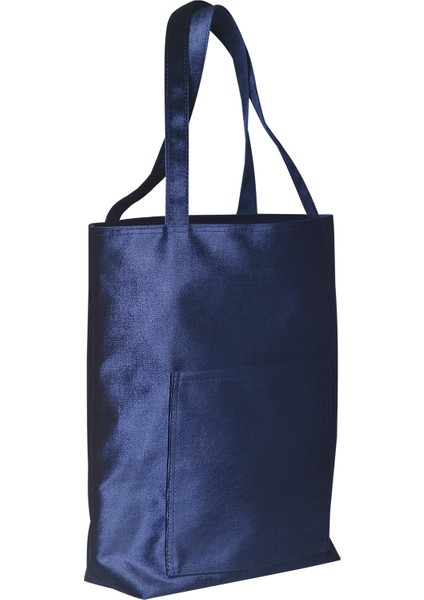Slogan Nakışlı Kadife Tote Çantaİkili Set