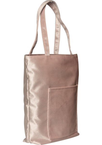 Slogan Nakışlı Kadife Tote Çantaİkili Set