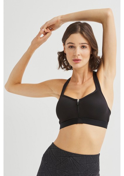 Siyah Push Up Spor Sütyeni