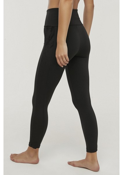 Siyah Velvet Detailed Legging