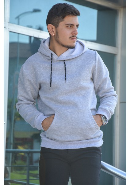Erkek Kapşonlu Sweatshirt 20Y-5200311-01 Gri