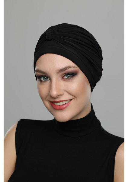 Örgülü Hazır Türban Tesettür Havuz Bonesi