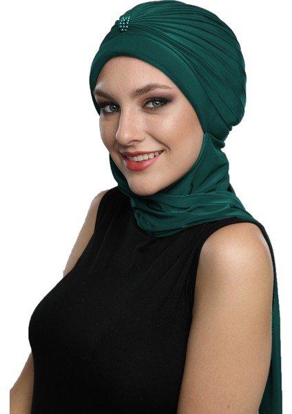 İncili Atkılı El İşi İnci İşlemeli Hazır Türban Tesettür Bone