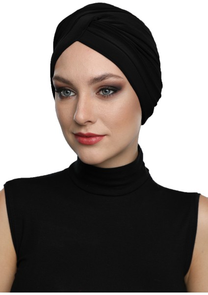 Çapraz W Hazır Türban Tesettür Havuz Bonesi