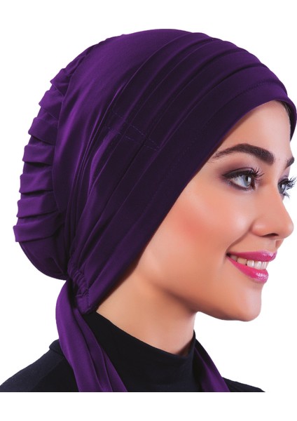 Pileli Bağlama Hazır Türban Tesettür Bone