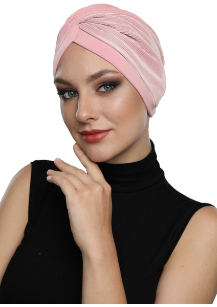 Çapraz Plise Hazır Türban Tesettür Havuz Bonesi