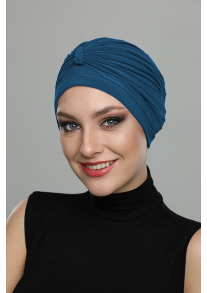 Örgülü Hazır Türban Tesettür Havuz Bonesi