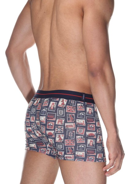 Lacivert Dijital Baskı DesenliErkek Boxer