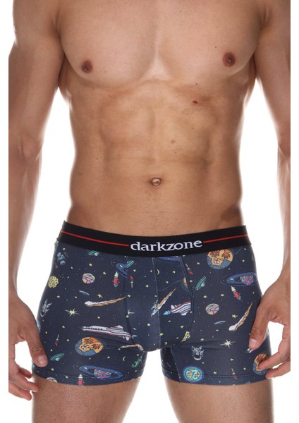 Lacivert Dijital Baskı DesenliErkek Boxer