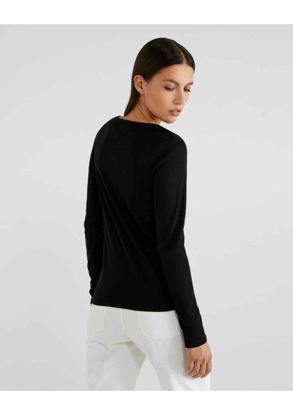 Basic Bisiklet Yaka Uzun Kollu Tshirt