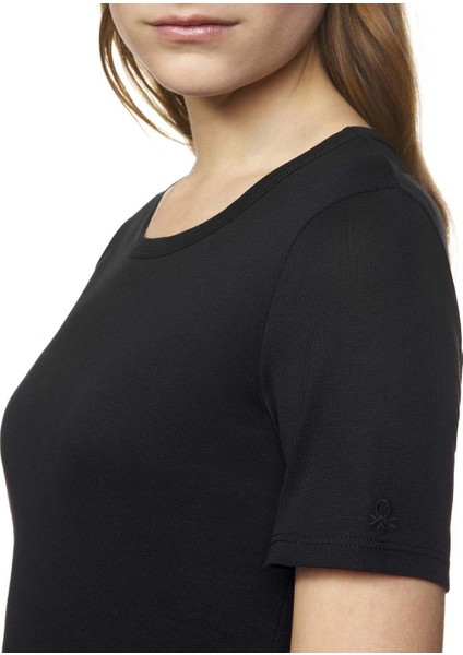 Basic Kısa Kollu Bisiklet Yaka Tshirt