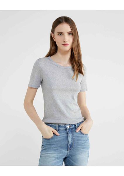 Basic Kısa Kollu Bisiklet Yaka Tshirt