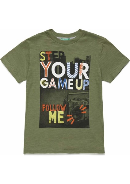 Erkek Çocuk Yazı Fotograf Baskılı Tshirt