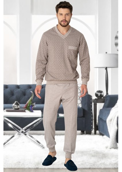 Melanj V Yaka Büyük Beden Erkek Pijama Takımı