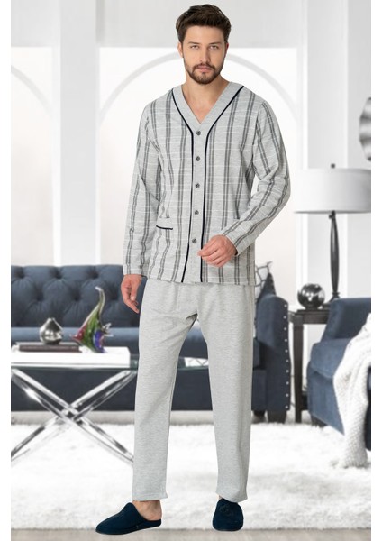 Melanj Önü Açık Büyük Beden Erkek Pijama Takımı