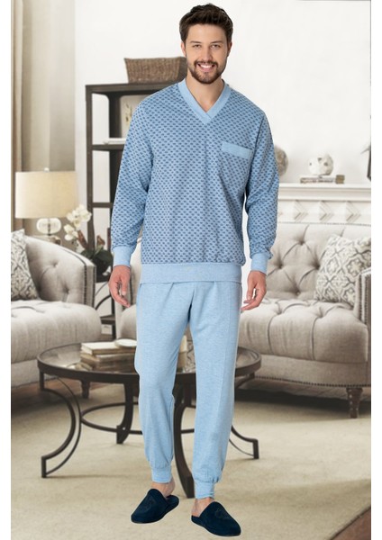 Melanj V Yaka Büyük Beden Erkek Pijama Takımı