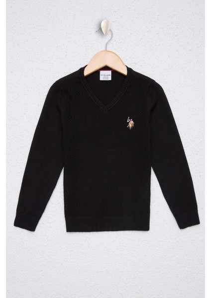 Erkek Çocuk Siyah Basic Triko Kazak 50224680-VR046