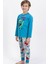 Erkek Çocuk Uzun Kollu Pijama Takımı Açık Petrol RP1847-2 2