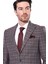 Erkek Bordo Ekose Desenli Sivri Yaka Slim Fit Ceket 2