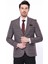 Erkek Bordo Ekose Desenli Sivri Yaka Slim Fit Ceket 4
