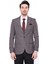 Erkek Bordo Ekose Desenli Sivri Yaka Slim Fit Ceket 5