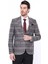 Erkek Bordo Ekose Desenli Sivri Yaka Slim Fit Ceket 1