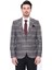 Erkek Bordo Ekose Desenli Sivri Yaka Slim Fit Ceket 5