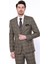 Erkek Kahverengi Ekose Desenli Sivri Yaka Slim Fit Ceket 1